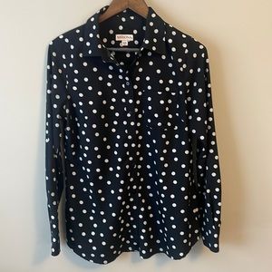 Black Polka Dot Button Up Blouse